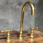 Victorian Unlacquered Brass Bathroom Faucet – 3-Hole Design