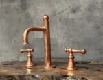 Copper Victorian Bathroom Faucet, Copper Widespread Bathroom Sink Faucet,  Deck Mounted Sink Faucet
