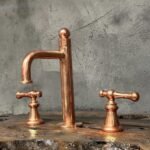 Copper Victorian Bathroom Faucet, Copper Widespread Bathroom Sink Faucet,  Deck Mounted Sink Faucet