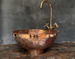 Hammered Copper Basin – Engraved Round Vessel Sink - Image 4