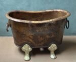 Small Copper Clawfoot Bathtub With Towel Rings - Image 2