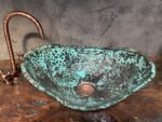 Handmade Hammered Copper Sink with Turquoise Patina - Image 3