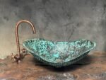 Handmade Hammered Copper Sink with Turquoise Patina - Image 5