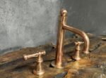 Copper Victorian Bathroom Faucet, Copper Widespread Bathroom Sink Faucet,  Deck Mounted Sink Faucet - Image 2