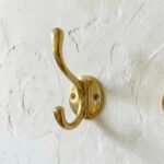 Unlacquered Solid Brass Double Wall Hook – Handmade Vintage Robe & Coat Hook