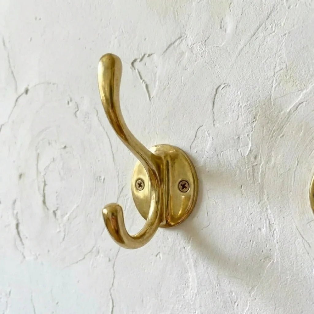 image_0t9B-nuL_1768397456553_raw Unlacquered Solid Brass Double Wall Hook – Handmade Vintage Robe & Coat Hook - Image 1