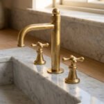 Unlacquered Brass Widespread Faucet – Classic Cross-Handle Bathroom Tap