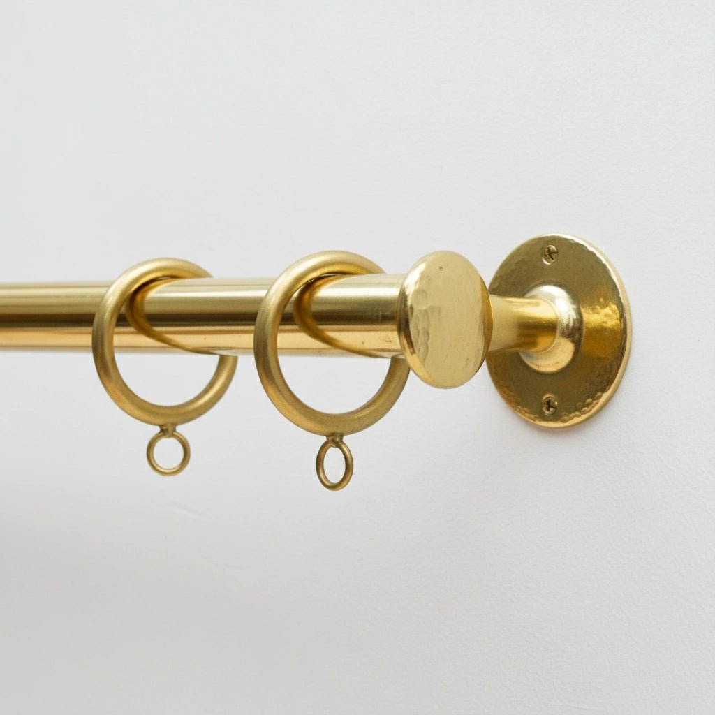 nologo Solid Unlacquered Brass Curtain Rod – Wall Mount Window Hanging Bar with Rings - Image 1