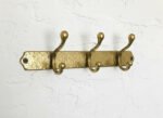 Hammered Solid Brass Wall Hooks – Handmade Unlacquered Coat Rack - Image 3