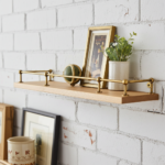 Unlacquered Brass Gallery Rail Shelf – Vintage Wall Shelf with Solid Brass Rod