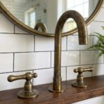 Patina Brass Widespread Bathroom Faucet with Cross Handles
