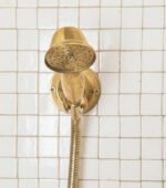 Unlacquered Brass Shower System – Wall Mount Mixer with Handheld - Image 3