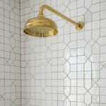 Unlacquered Brass Shower System – Wall Mount Rain Head & Cross Valves - Image 3