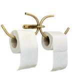 Double Brass Toilet Paper Holder – Handmade Wall Mounted Vintage Bathroom Fixture