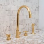 Unlacquered Brass 4 Holes Bathroom Faucet With Diverter - Image 13