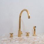 Unlacquered Brass 4 Holes Bathroom Faucet With Diverter - Image 17