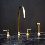 Unlacquered Brass Gooseneck Deck Mounted Kitchen Faucet - Image 6