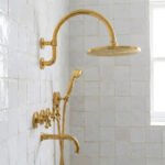 Unlacquered Brass Wall-Mounted Rain Shower System Set with Handheld Spray - Image 2