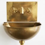 Unlacquered Brass Wall Mount Sink With Brass Mixer Faucet