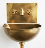 Unlacquered Brass Wall Mount Sink With Brass Mixer Faucet