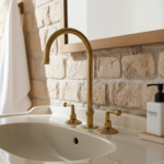 Unlacquered Brass Three Hole Vanity Faucet