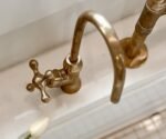 Unlacquered Brass Bridge Faucet with Sprayer and Cold Water Tap - Image 4