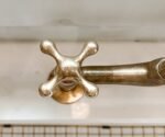 Unlacquered Brass Bridge Faucet with Sprayer and Cold Water Tap - Image 5