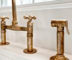 Unlacquered Brass Bridge Faucet with Sprayer and Cold Water Tap - Image 6