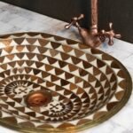 Wood And Brass Bathroom Sink SP