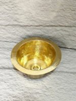 Brass Round Bar Sink, Hammered Brass Round Drum Prep Sink Including Drain - Image 4