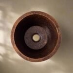 Aged Copper Round Bar Sink - Dark Brown Dropped In Sink - Hammered Finish - Image 2