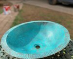 Turquoise Hammered Copper Sink – Oval Drop-In Bathroom Vanity Basin - Image 4