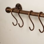 Oil Rubbed Pot Rack kitchen Storage - Copper Kitchen Rail with Hooks - Image 2