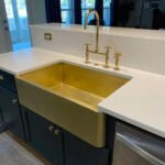 Unlacquered Brass Farmhouse Apron Front Kitchen Sink