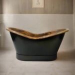 Black Copper Bathtub with Copper Patina Interior Soaking Tub