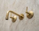 Traditional Unlacquered Brass Wall Mounted Faucet With Lever Handles - Image 3