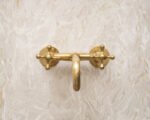 Handcrafted Unlacquered Brass Wall Mounted Tub Filler With Cross Handles - Image 4
