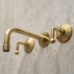 Unlacquered Brass 3-Hole Wall Mounted Bathroom Sink Faucet - Image 3