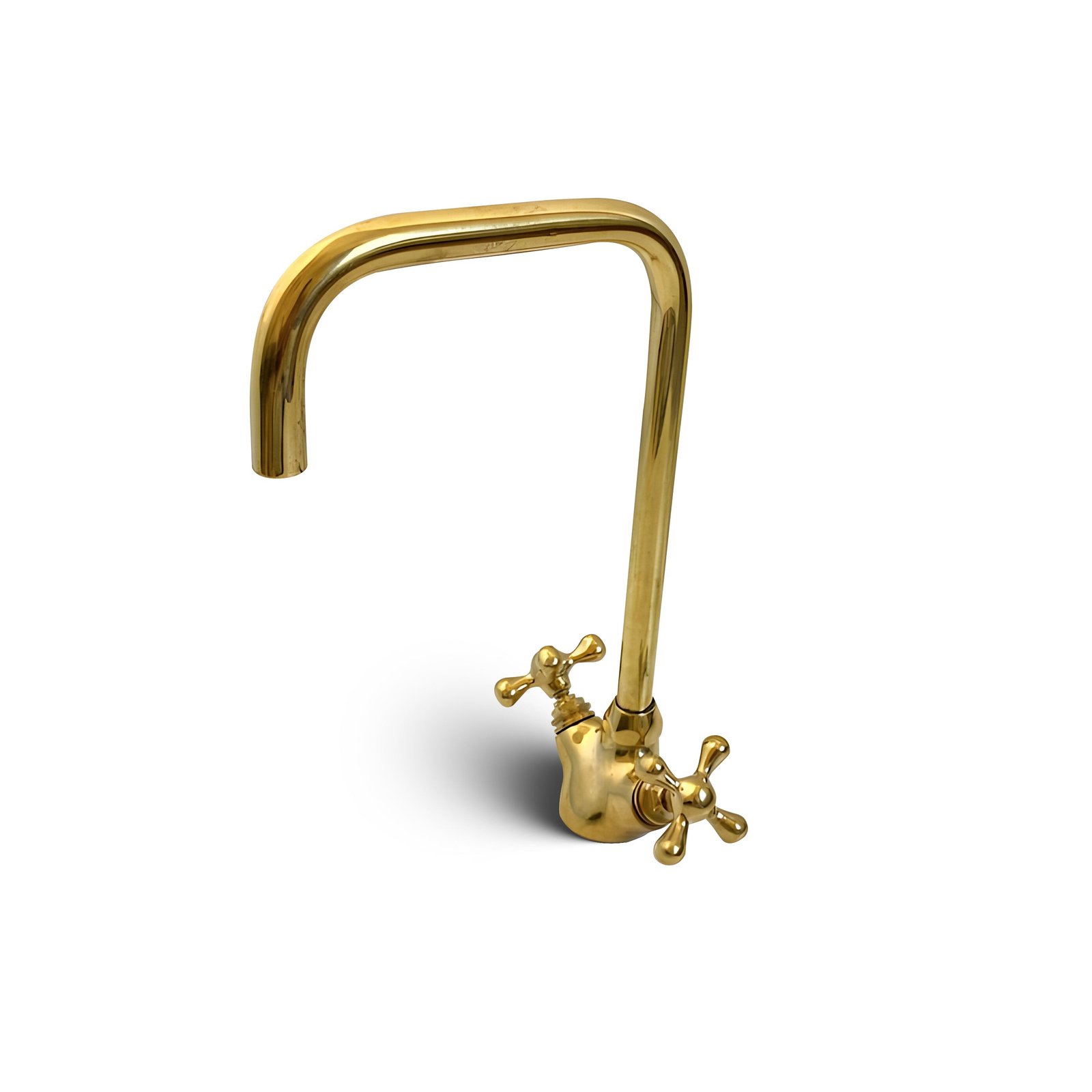 zayian-bathroom-faucets-default-title-solid-brass-gooseneck-bathroom-faucet-single-hole-with-cross-handles-40738785558757 Solid Brass Gooseneck Bathroom Faucet Single Hole With Cross Handles - Image 1