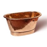 Hammered Copper Oval Vessel Sink – Rustic Tub Style Bathroom Wash Basin