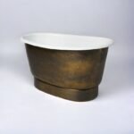 Freestanding Brass Vessel Sink – Hammered Tub Style Bathroom Basin - Image 3