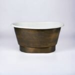 Freestanding Brass Vessel Sink – Hammered Tub Style Bathroom Basin - Image 2