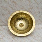 Handcrafted Hammered Unlacquered Brass Bar Sink Drop In - Image 4