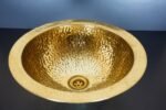 Handcrafted Hammered Unlacquered Brass Bar Sink Drop In - Image 6