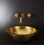 Handcrafted Hammered Unlacquered Brass Bar Sink Drop In - Image 3