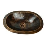 Oil Rubbed Bronze Oval Copper Sink – Hand-Hammered Drop-In Bathroom Basin