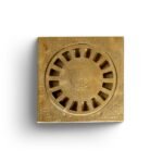 Unlacquered Brass Shower Drain – Square Floor Drain Cover with Removable Strainer