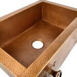 Hammered Copper Single-Bowl Farmhouse Sink with Rings - Ryla - Image 6