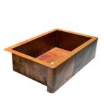 Hammered Copper Apron Front Single Kitchen Basin Sink -Onyx - Image 3