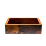 Hammered Copper Apron Front Single Kitchen Basin Sink -Onyx - Image 6
